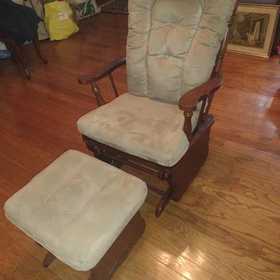 Wooden Glider Chair with Ottoman