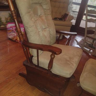 Wooden Glider Chair with Ottoman