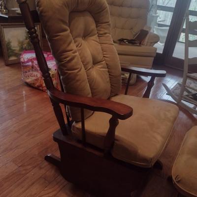 Wooden Glider Chair with Ottoman