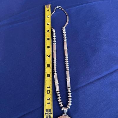 Vintage Native American Turquoise Silver Reversable Pendant Necklace