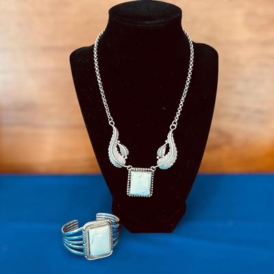 Vintage Elisabeth Guerro Navajo Native American Necklace Cuff Bracelet Set