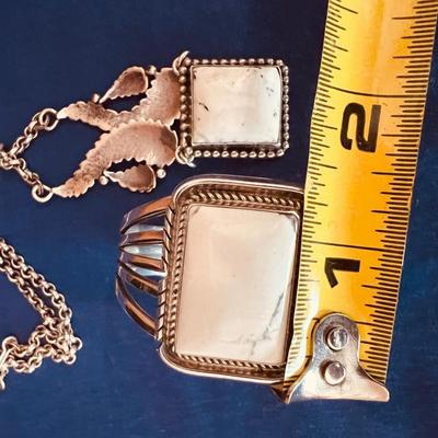 Vintage Elisabeth Guerro Navajo Native American Necklace Cuff Bracelet Set