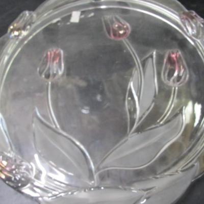 Frosted Crystal Glass Duck Platter Mistletoe & Bow Platter Mikasa Juliana Crystal Footed Cake Platter