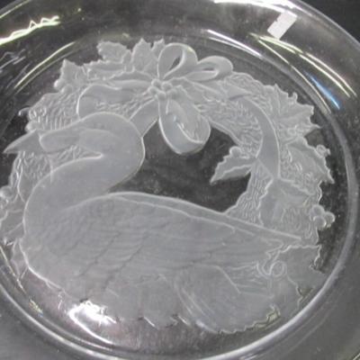 Frosted Crystal Glass Duck Platter Mistletoe & Bow Platter Mikasa Juliana Crystal Footed Cake Platter