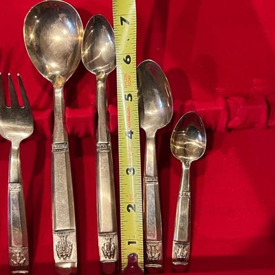 Vintage 143 Pc Set of VU Brass Flatware In Original Carved Wood Box