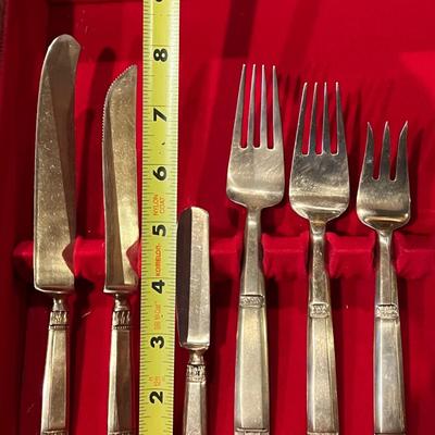 Vintage 143 Pc Set of VU Brass Flatware In Original Carved Wood Box