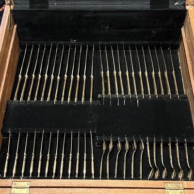 Vintage 143 Pc Set of VU Brass Flatware In Original Carved Wood Box