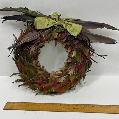 Natural Feather Wreath 12" wide