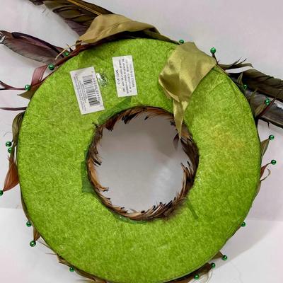 Natural Feather Wreath 12" wide