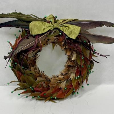 Natural Feather Wreath 12" wide