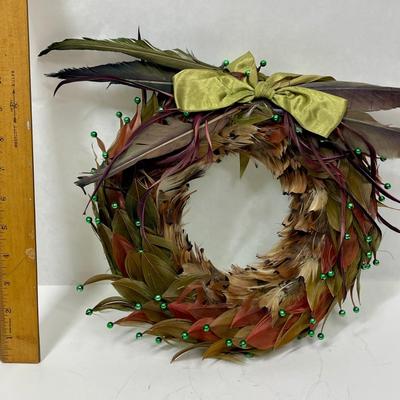 Natural Feather Wreath 12" wide