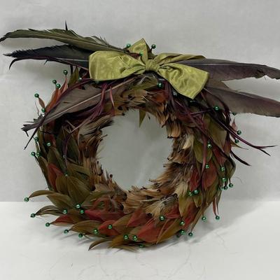 Natural Feather Wreath 12" wide