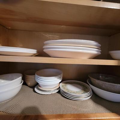 Lot of serving platters, plates, bowls everything pictured