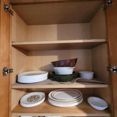 Lot of serving platters, plates, bowls everything pictured
