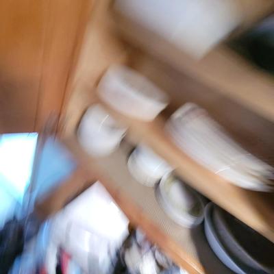 Lot of serving platters, plates, bowls everything pictured