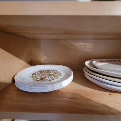 Lot of serving platters, plates, bowls everything pictured