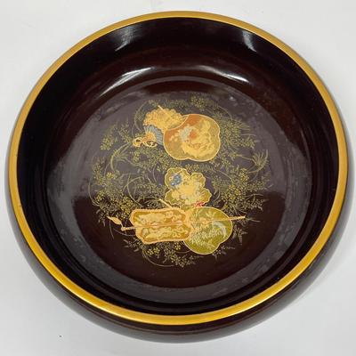 Japanese Wooden Lacquer Ware Shallow Bowl