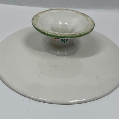 Cake Plate with Pedestal Hand Painted Ceramic Pottery from Italy - Serving Dish Wine Cheese Snacks - Bold Floral Pattern