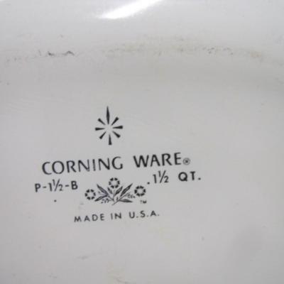 Corning Ware Cornflower Casserole Dish & Pyrex Corning Glass Colonial Mist Bowl