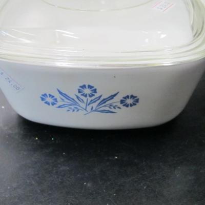 Corning Ware Cornflower Casserole Dish & Pyrex Corning Glass Colonial Mist Bowl