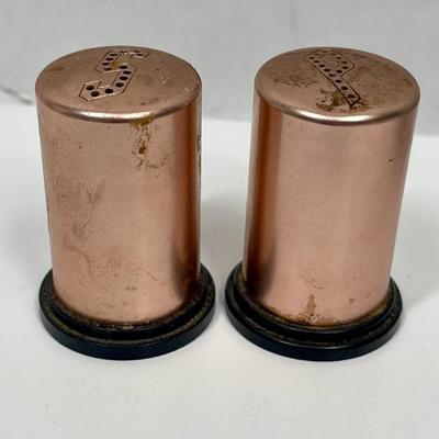 Vintage Metallic Kitchen Lot - copper knives, copper salt & pepper set, aluminum candle holder set