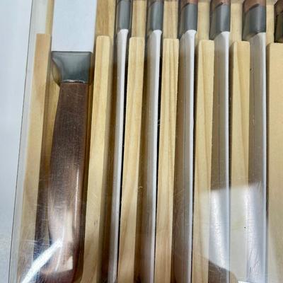 Vintage Metallic Kitchen Lot - copper knives, copper salt & pepper set, aluminum candle holder set