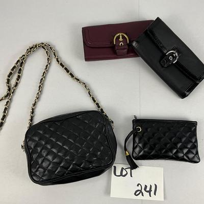 Lot E 241 Pair of Vintage Coach Wallets Quilted Leather Shoulder Bag with Matching Cosmetic Bag