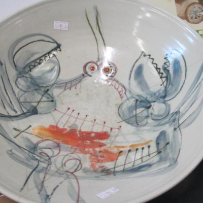 Marjolein Bastin Enamel Plate Signed Pat Reno Pottery Bowl Storefronts Porcelain Oval Serving Platter Guy Buffet & Wooden Trays