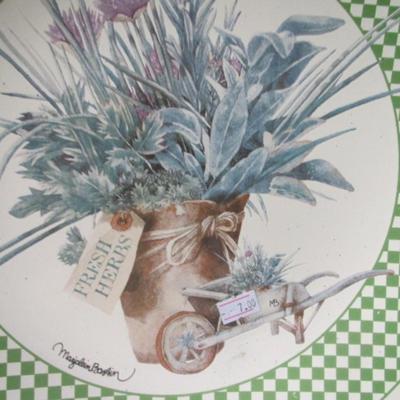 Marjolein Bastin Enamel Plate Signed Pat Reno Pottery Bowl Storefronts Porcelain Oval Serving Platter Guy Buffet & Wooden Trays