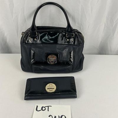 Lot E 249 Vintage Kate Spade Navy Leather Handbag with Matching Wallet