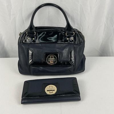 Lot E 249 Vintage Kate Spade Navy Leather Handbag with Matching Wallet