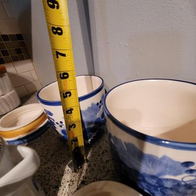 Lot of 3 hand painted ceramic canisters