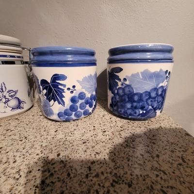 Lot of 3 hand painted ceramic canisters