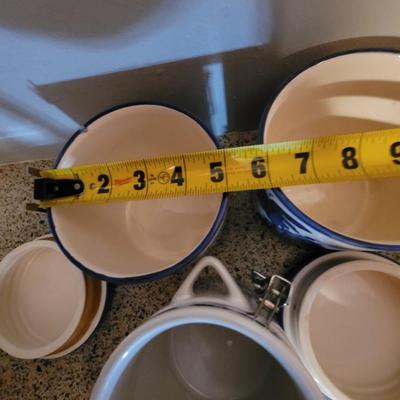Lot of 3 hand painted ceramic canisters