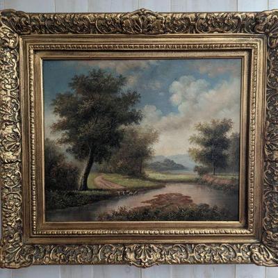 J. Pollins Oil Painting 20th c. American 30" x 33"  $250