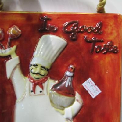 Chef Wine Bottle Holder Ceramic Chef Tile Glass Cutting Board