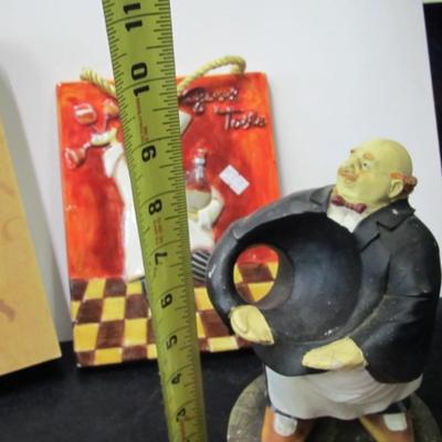 Chef Wine Bottle Holder Ceramic Chef Tile Glass Cutting Board