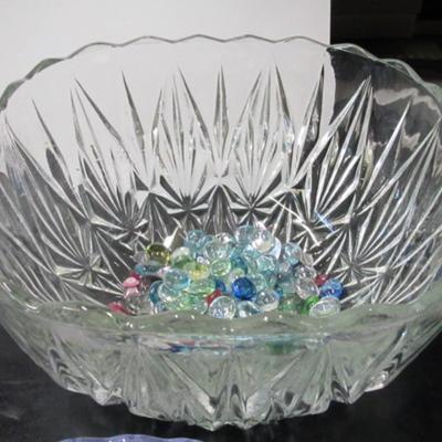 Tear Drop Serving Bowl Glass Fruit Bowl With Blue Fused Glass Bottom Swirl Design Anchor Hocking Baking Dish