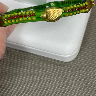 Antique hand painted glass bangle bracelet