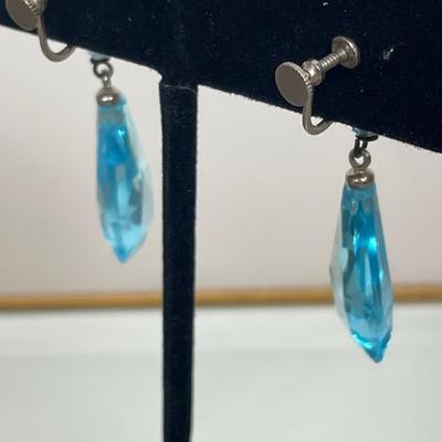 Light blue faceted glass drop earrings