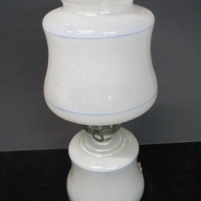 Electric Milk Glass Floral Table Lamp