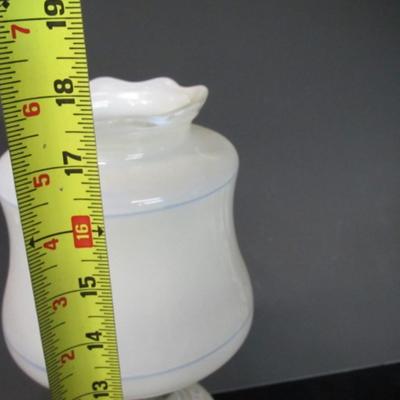 Electric Milk Glass Floral Table Lamp