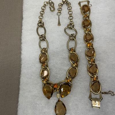 Chunky Rhinestone Necklace and Bracelet set