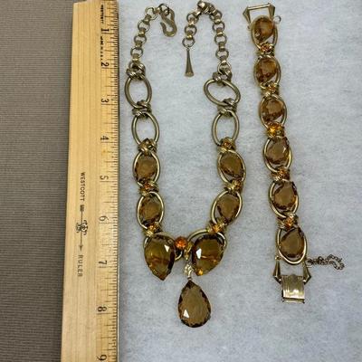 Chunky Rhinestone Necklace and Bracelet set