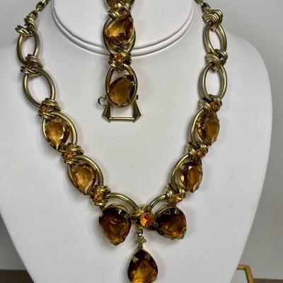 Chunky Rhinestone Necklace and Bracelet set
