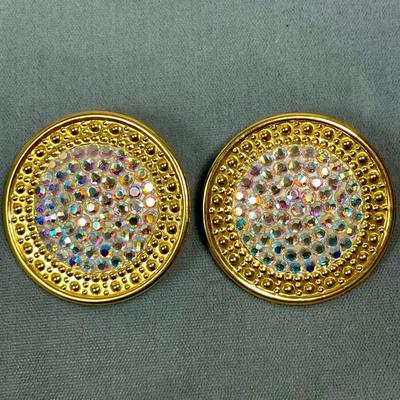 Richard Kerr 1980’s AB stone Clip Earrings