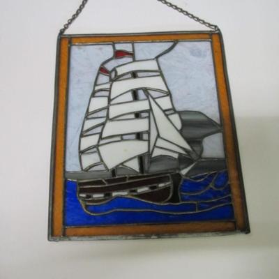 8 1/2" x 10 3/4" Stained Glass Ship