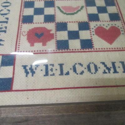 13.5" x 13.5" Welcome Patchwork Framed Cross Stitch