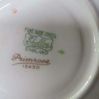 Shelley Primrose Yellow Flowers Pattern Green Accent 13430 Cup Saucer PS Limited Edition 1998 Clock Royal Standard Trinket Dish
