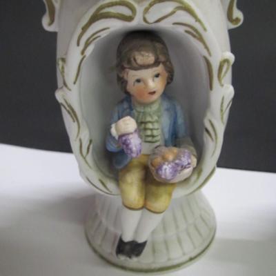 Vintage 3D Bud Vase Bisque Figurines